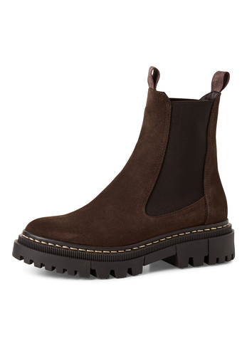 Tamaris Damen Chelsea Boot 1-25491-41 304 Lederstiefel Stiefelette Frauen Leder M2549141 braun