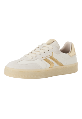 Tamaris Damen Leder Sneaker 1-23723-44 132 Low Top Frauen M2372344 wei�/gold