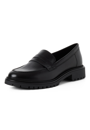 Tamaris Damen Lederslipper 1-24300-45 003 Frauen Loafer Halbschuh schwarz