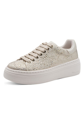 Tamaris Damen Sneaker 1-23795-46-179 Frauen Low Top Glitzer Beige