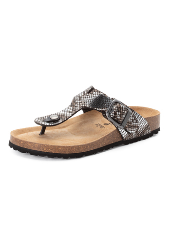 Tamaris Damen Zehensteg-Pantolette 1-27522-42-081 Schuhe M2752242 Black/Snake