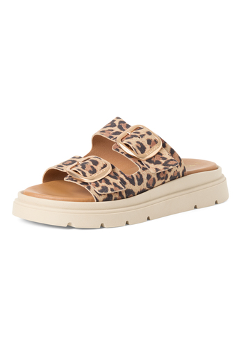 Tamaris Damen Leder Pantolette 1-27239-42-360 Frauen Schuhe Keilabsatz Leopard