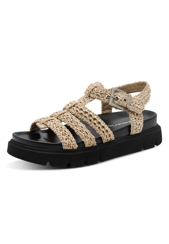 Tamaris Damen Sandalette 1-28402-46-400 Frauen Schuhe Keilabsatz Beige