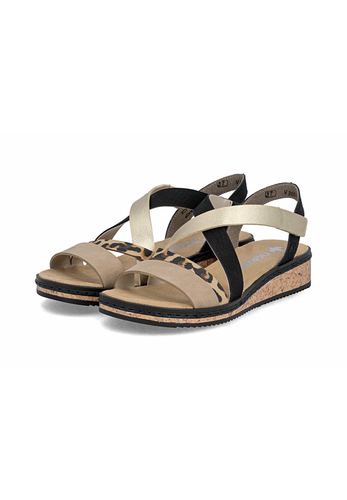 Rieker Damen Keilsandaletten Sandalen V3663-92 Frauen Schuhe Sandale Keilabsatz
