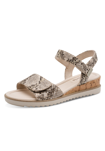 Tamaris Damen Sandalette 1-28118-44-483 Frauen Schuhe Keilabsatz Beige Snake
