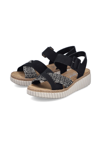 Rieker Damen Keilsandaletten Sandalen Ultraleicht 69260-00 Black 