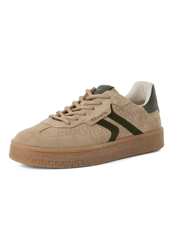 Tamaris Damen Leder Sneaker 1-23723-44-3Y5 Low Top Frauen Schuh Braun/Dunkelgr�n