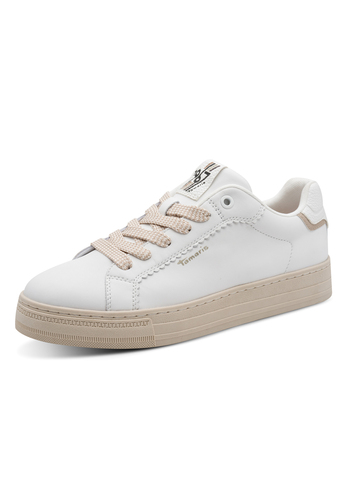 Tamaris Damen Leder Sneaker 1-23730-47-117 Frauen Schn�rschuh Wei�