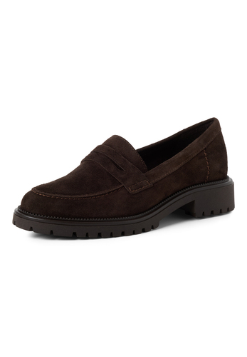 Tamaris Damen Lederslipper 1-24300-45-304 Frauen Loafer Halbschuh Dunkelbraun
