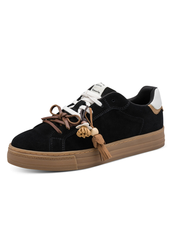 Tamaris Damen Leder Sneaker 1-23708-47-001 Frauen Low Top Schn�rschuh schwarz 