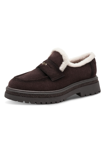 Tamaris Damen Leder Slipper 1-24720-47-304 Frauen Loafer Warmfutter Braun