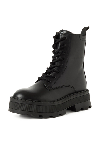 Tamaris Damen Leder Stiefelette 1-25238-47-001 Stiefel Lace-Boot schwarz