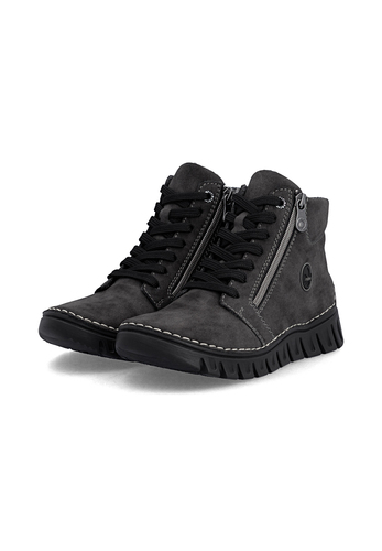 Rieker Damen 57502 45 Schn�rstiefel Keilabsatz Grau