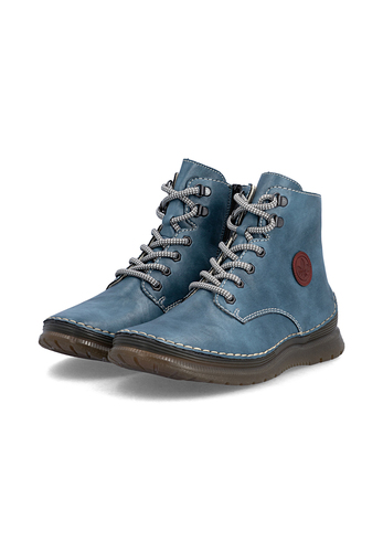 Rieker Damen 53632 14 Schn�rstiefel Keilabsatz Blau