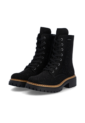 Rieker Damen 72609 00 Biker Boots Textil Schwarz