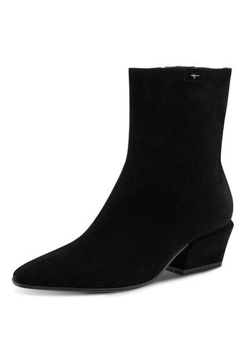 Tamaris Damen Leder Stiefelette 1-25356-47-001 Frauen Stiefel Spitz Schwarz