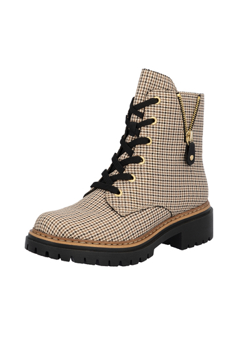 Rieker Damen 72617 Biker Boots Schn�rstiefel Blockabsatz Beige