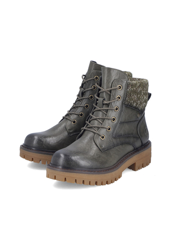 Rieker Damen Schn�rstiefel Kunstleder Warmfutter Komfortweite Gr�n