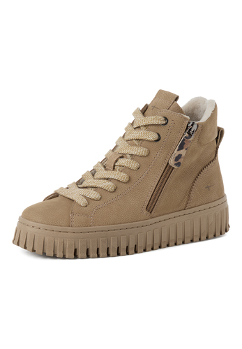 Tamaris Damen Leder Stiefelette 1-25201-47-400 Stiefel Lace Boot Beige