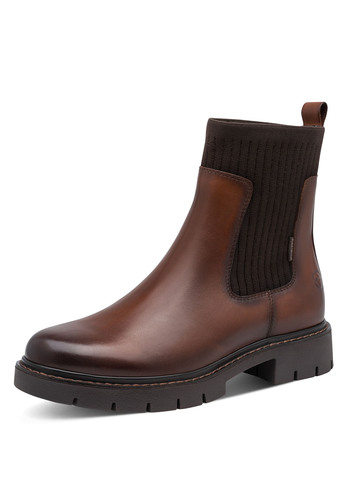 Tamaris Comfort Damen Leder Chelsea Boot 8-86417-45-305 Wide-Fit Braun