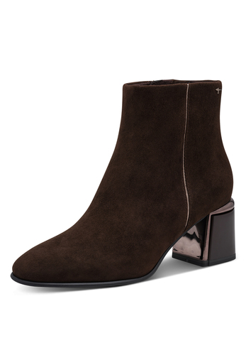 Tamaris Damen Leder Stiefelette 1-25396-47-304 Frauen Blockabsatz braun