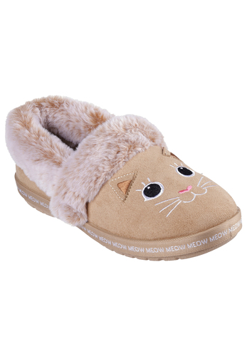 Skechers Damen BOBS Too Cozy Meow Pajamas Hausschuhe 33355 TAN