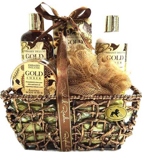 RAPHAEL ROSALEE COSMETICS Bade- und Pflegeset Embassy Deluxe No. 153 (6-teilig) mit Bernstein - Badegeschenkset mit Peeling, Lotion, Schwamm uvm.