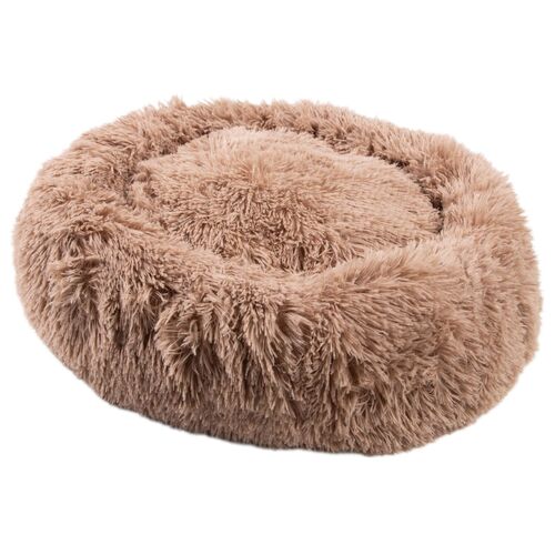 MEDISAFETY Hundebett MILOU Haustierkissen f�r Hunde und Katzen besonders flauschiges Haustiersofa Kuschelinsel rund 50-80cm in hellgrau, dunkelgrau, beige, braun 
