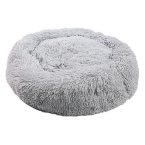 MEDISAFETY Hundebett MILOU Haustierkissen f�r Hunde und Katzen besonders flauschiges Haustiersofa Kuschelinsel rund 50-80cm in hellgrau, dunkelgrau, beige, braun 