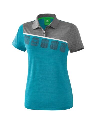 Erima 5-C Poloshirt Function - oriental blue mel./grey mel./white