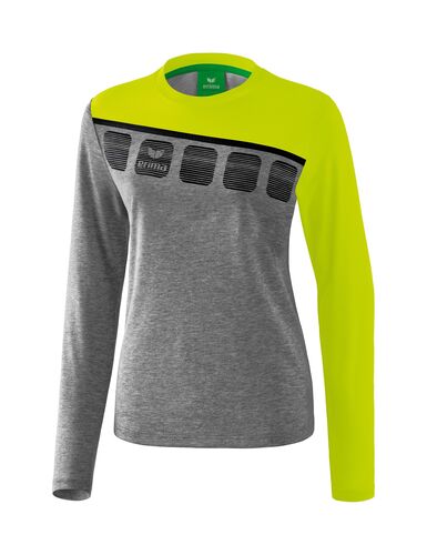 Erima 5-C Longsleeve - grey melange/lime pop/black
