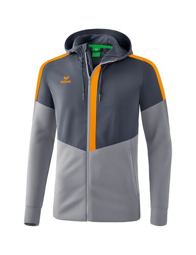 Erima Squad Training Jacket With Hood - slate grey/monument grey/new orange
