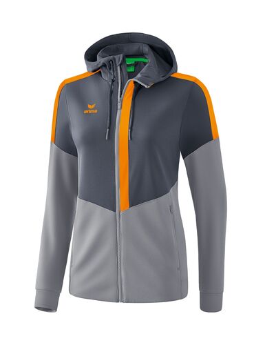 Erima Squad Training Jacket With Hood - slate grey/monument grey/new orange