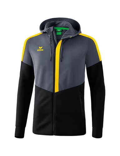 Erima Squad Training Jacket With Hood - slate grey/black/yellow