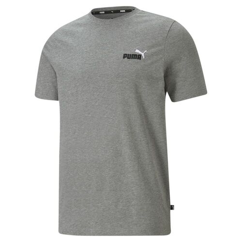 Puma ESS+ Embroidery Logo Tee-Medium Gray Heather