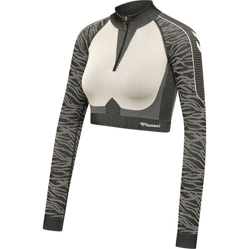 Hummel Hmlmt Mila Seamless Crop Half Zip - black/chateau grey