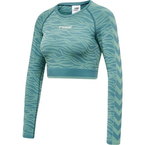 Hummel Hmlmt Saga Seamless Crop T-Shirt Ls - north atlantic/blue surf melan