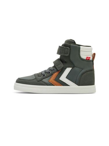 Hummel SLIMMER STADIL LEATHER HIGH JR - forest night