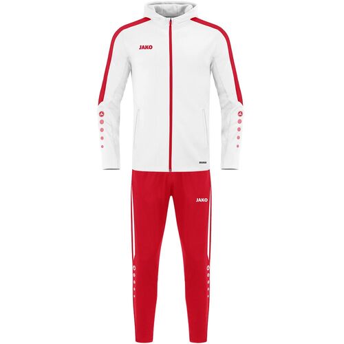 Jako Trainingsanzug Polyester Power mit Kapuze - wei�/rot