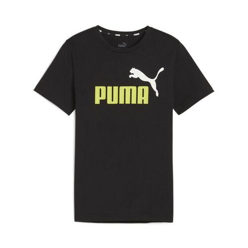 Puma Ess   2 Col Logo Tee B - puma black-lime sheen