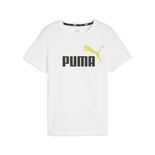 Puma Ess   2 Col Logo Tee B - puma white-lime sheen