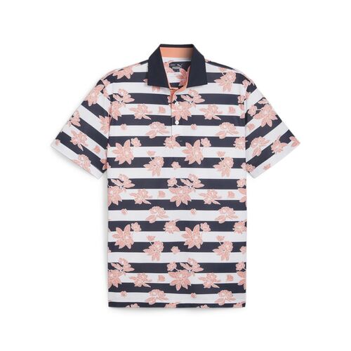 Puma Pique Garden Polo - deep navy-melon punch
