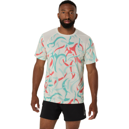 Asics Road All Over Print Ss Top - birch