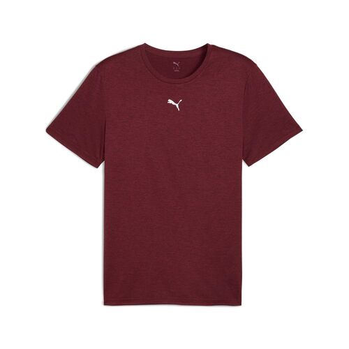 Puma M TAD ESSENTIALS HEATHER CAT Tee (CF small cat) - rot