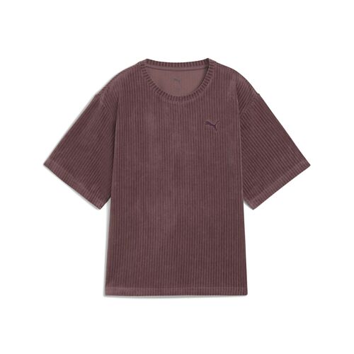Puma ESS ELEVATED Relaxed Velour Rib Tee - violett