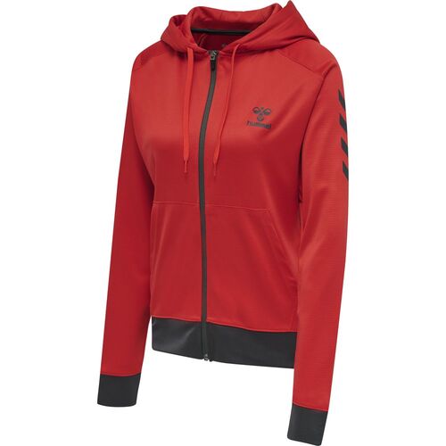 Hummel hmlACTION POLY ZIP HOODIE WOMAN - flame scarlet/ebony