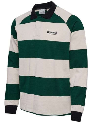 Hummel Hmlloose Striped Polo L/S - dark green