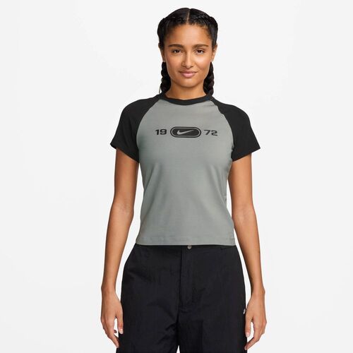 Nike W Nsw Nk Chll Knt Tee Rgln - lt smoke grey/black