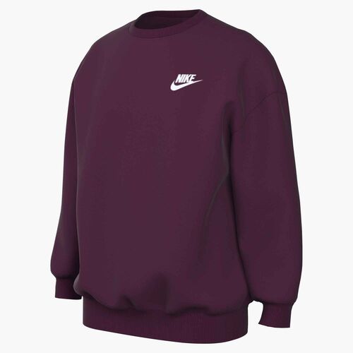 Nike G Nsw Club Flc Ovrszd Crew Lbr - bordeaux/white