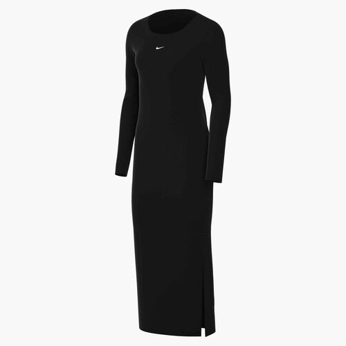 Nike W Nsw Nk Chll Knt Ls Midi Drss - black/sail